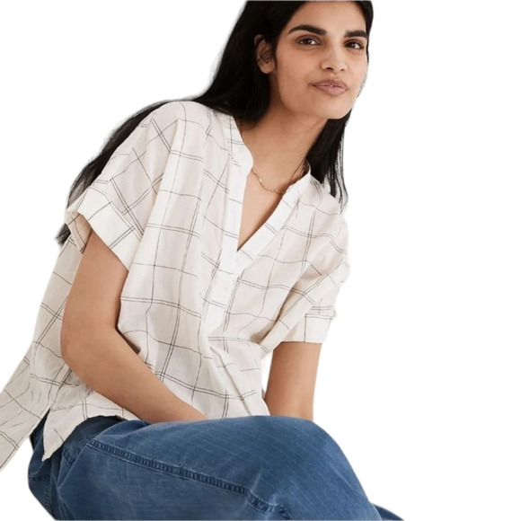 Madewell Lakeline Popover Shirts in Lakeline Jacquard Windowpane Cotton Size XS - Picture 1 of 10